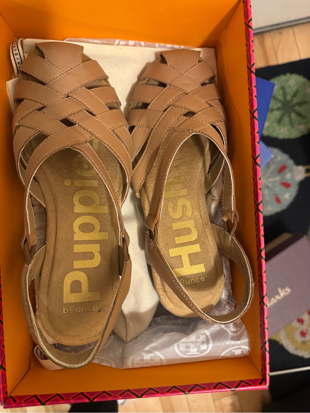 Hush Puppies Women's Tan Woven Slingback Sandals